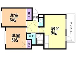 シャトー・セピア 2LDKの間取図画像