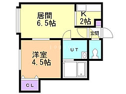 ボンジュール・札幌 1DKの間取図画像