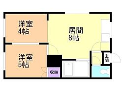 フォース1 2DKの間取図画像