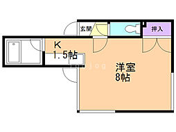 白石本通クラブハウス 1Kの間取図画像