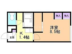 レオパレスレインボー 1Kの間取図画像
