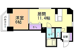 S-FORT南郷通 1LDKの間取図画像