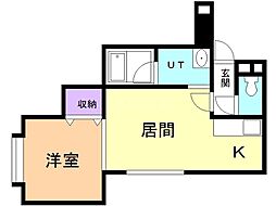 Kコート北3条 1LDKの間取図画像