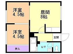 コーポ高田 2DKの間取図画像