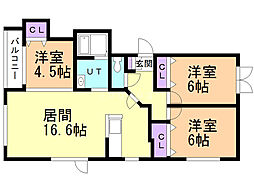 ソレイユ 3LDKの間取図画像