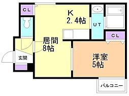 ルーヴェ本郷通 1LDKの間取図画像