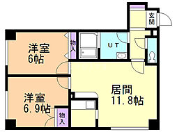 モデュロール 2LDKの間取図画像
