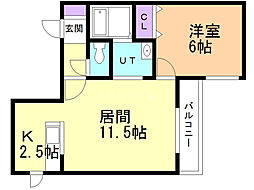 クラリス白石中央 1LDKの間取図画像