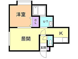 プリマベーラ菊水 1LDKの間取図画像