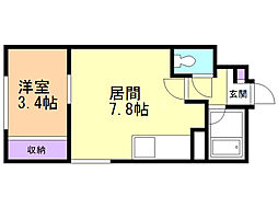 レスペデザ菊水 1DKの間取図画像