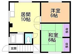めぐみ荘A 2LDKの間取図画像