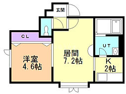 マイコート北郷 1LDKの間取図画像