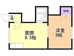 ジュネスパーク 1LDKの間取図画像