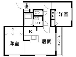 CHEZ-soiouest 2LDKの間取図画像