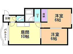 ハイムカトレア 2LDKの間取図画像