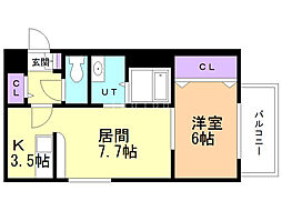 アジュール 1LDKの間取図画像