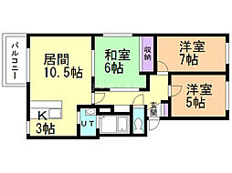 ローヤルハイツ菊水元町 3LDKの間取図画像