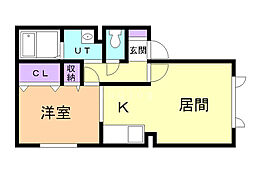 東札幌メゾン・K 1LDKの間取図画像