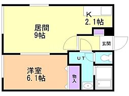 グランメール平和通5 1LDKの間取図画像