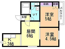 エンゼルハイツ 2LDKの間取図画像