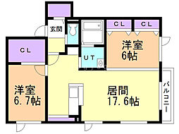 ラウレア 2LDKの間取図画像
