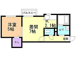 シェリールブランシェ 1LDKの間取図画像