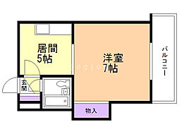 小田ビル 1DKの間取図画像