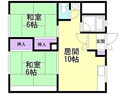 オモダカB 2LDKの間取図画像