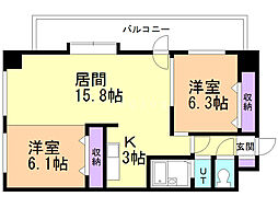 エスパシオ白石 2LDKの間取図画像