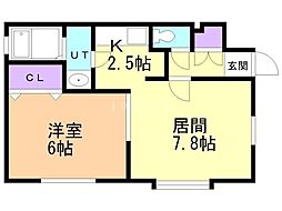 ポラリス 1LDKの間取図画像