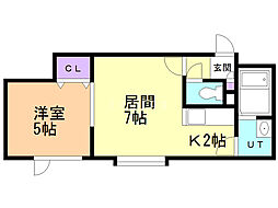 プルメリア菊水上町 1LDKの間取図画像