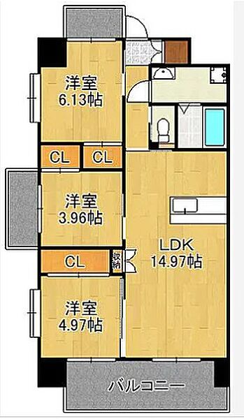 ギャラン二島 806｜福岡県北九州市若松区二島１丁目(賃貸マンション2SLDK・8階・68.90㎡)の写真 その2