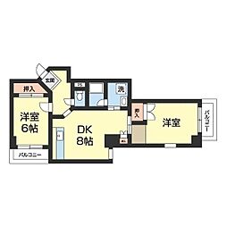 グリーンヴィラ新谷 2DKの間取図画像