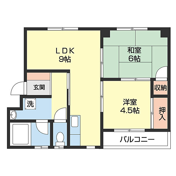 ハイツカクト 1-A｜和歌山県和歌山市和歌浦東３丁目(賃貸マンション2DK・1階・43.00㎡)の写真 その2