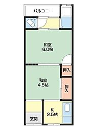 中屋住宅 2Kの間取図画像