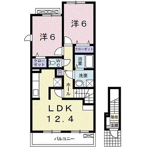 クレードル 201｜和歌山県和歌山市有本(賃貸アパート2LDK・2階・59.55㎡)の写真 その2
