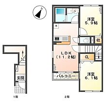 ボナールディアコートII 201 ｜ 和歌山県和歌山市毛見（賃貸アパート2LDK・2階・52.30㎡） その2