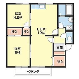 セジュールアキバ 2LDKの間取図画像