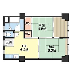 南海線 和歌山市駅 徒歩9分の賃貸マンション 11階2DKの間取り