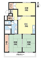 岡井マンション 1階3DKの間取り