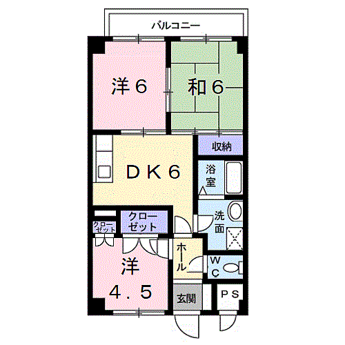 ハーベスト壱番館 403｜和歌山県和歌山市太田１丁目(賃貸マンション3DK・4階・56.16㎡)の写真 その2