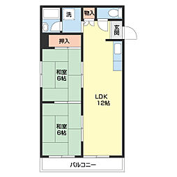 小西マンション 3階2LDKの間取り