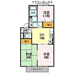セジュールK 1階3DKの間取り