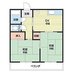 レジデンス船尾 2階2DKの間取り