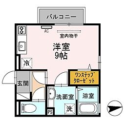 D-room フィット 2階ワンルームの間取り