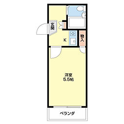 レオパレス島橋第5 2階1Kの間取り