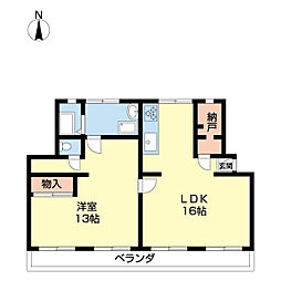 プレスガーデンあおい 4階1LDKの間取り