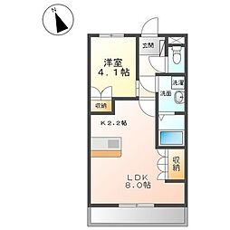 パロ・アルトB 1階1LDKの間取り