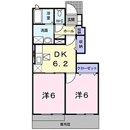 セレーノ・アルドーレ　II 1階2DKの間取り