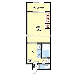 ハイツＫＯＪＩＭＡ 1階1Kの間取り